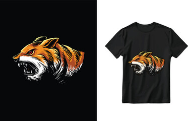 tiger vector t-shirt design. Vintage t-shirt print and apparel design with stylish text. New York skyline silhouette for retro tee print design stock illustration.