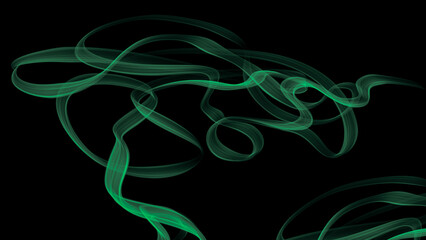 Green wavy abstract background, green flame, smokey spiral