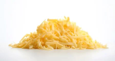 Foto op Plexiglas best grated cheese on white background. generative AI © original logo