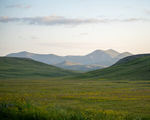 mountains in the morning