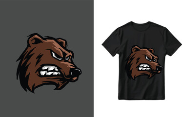 bear head mascot vecort-shirt design.Vintage t-shirt print and apparel design with stylish vector design.
