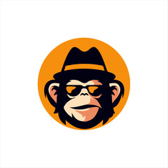 Monkey mascot logo vector. Animal vector illustration. Geek monkey logo. Chimpanzee vector logo design