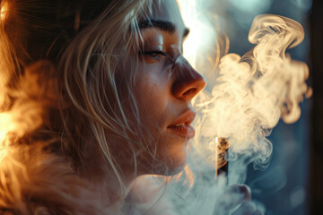 portrait of a girl with a smoke