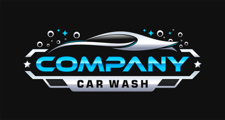 car wash logo design, abstract car silhouette modern minimalist simple premium luxury flat concept. vector illustration - obrazy, fototapety, plakaty
