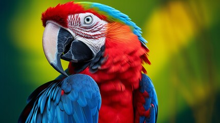 A parrot that is both blue and red