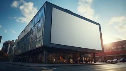 Obraz premium A blank billboard on the streets, a blank billboard with copy space for text or content, mockup of a blank billboard in a big city.