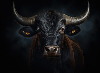 Naklejka premium US stocks, black bull, bull market