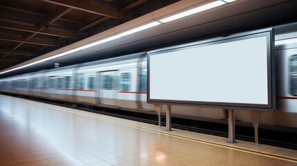 A blank billboard on the public area, a blank billboard with copy space for text or content, mockup of a blank billboard in a big city.