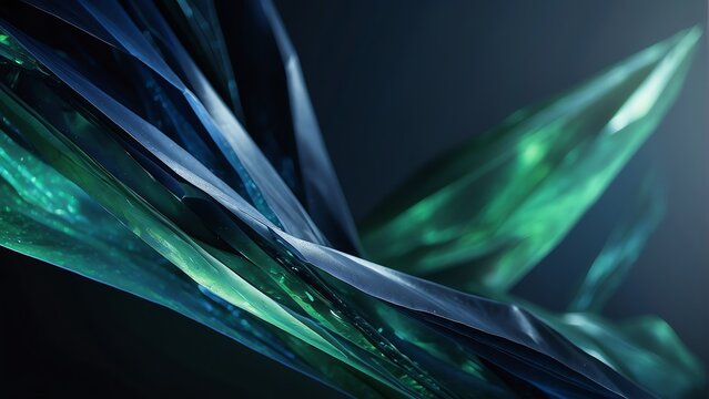 Banner with a dark green gradient abstract crystal texture background from Generative AI