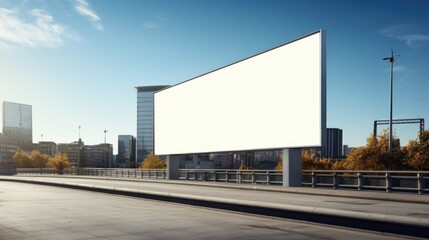 Obraz premium A blank billboard on the streets, a blank billboard with copy space for text or content, mockup of a blank billboard in a big city.