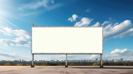 A blank billboard on the streets, a blank billboard with copy space for text or content, mockup of a blank billboard in a big city.