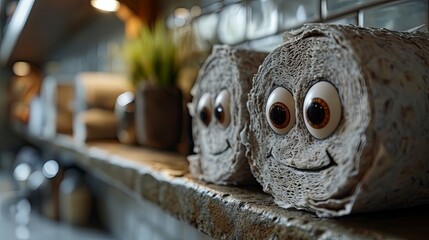 Toilet Paper On Which Eyes Placed, Comic background, Background Banner