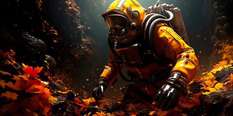 diver inspecting the bottom of a ship. Generative AI