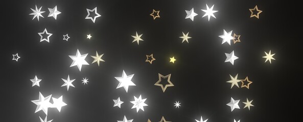 Plummeting Christmas Sparkles: Captivating 3D Illustration of Descending Holiday Star Glitters