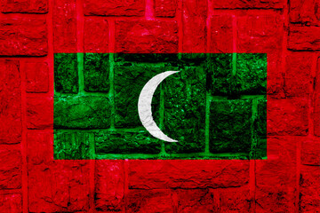 Flag of Republic of Maldives on a textured background. Concept collage.