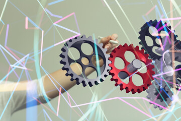 gear Futuristic in Industry 4.0 and business virtual diagram