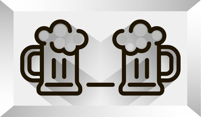 Foam beer, beer icon. Vector illustration for design and the Internet. Black and white image.
