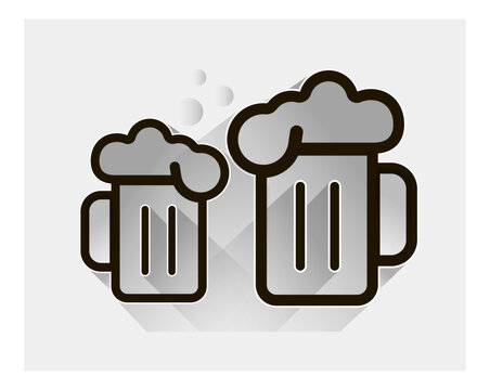 Foam beer, beer icon. Vector illustration for design and the Internet. Black and white image.