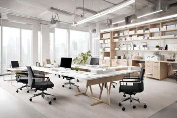 Fototapeta na wymiar office interior Design generated by AI technology