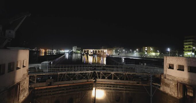 Cruise ship entering Esna locks in Egypt