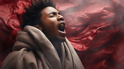 African American Man Yawning Waking Holding, Background HD For Designer