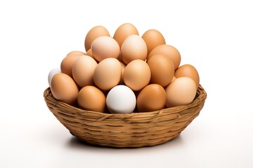 a pile of fresh, healthy eggs arranged in a basket. generative AI
