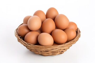 a pile of fresh, healthy eggs arranged in a basket. generative AI