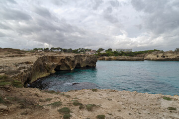 Fototapeta premium Grotta della Poesia coast cliff, Salento, Apulia, Italy