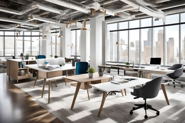 Fototapeta na wymiar Office interior Design generated by AI technology