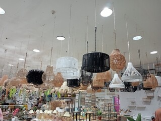 Hanging lamp decorations are sold in accessories shops. Modern and industrial style lamps decorated...