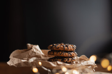 Background for New Year's Christmas cards. New Year's Eve, Cookies and milk, Christmas tradit.