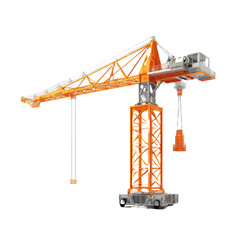 Construction crane isolated on white or transparent background