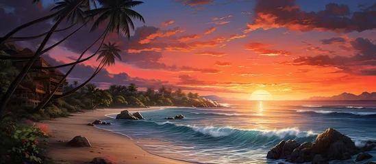 Selbstklebende Fototapeten Gorgeous beach sunset © TheWaterMeloonProjec