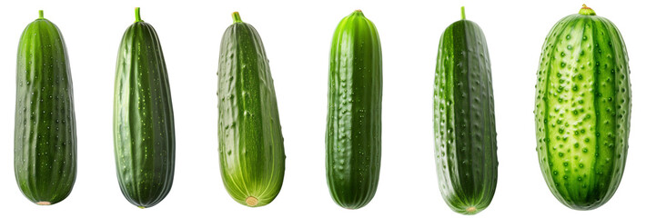 Set of cucumber isolated on white or transparent background