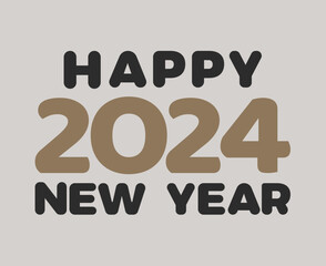 Happy New Year 2024 Abstract Black And Brown Graphic Design Vector Logo Symbol Illustration With Gray Background