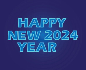 Fototapeta na wymiar Happy New Year 2024 Abstract Cyan Graphic Design Vector Logo Symbol Illustration With Blue Background