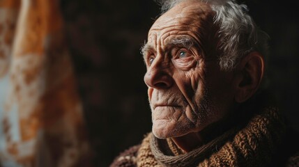 Senior Elderly Man Standing Looking Out, Background HD For Designer