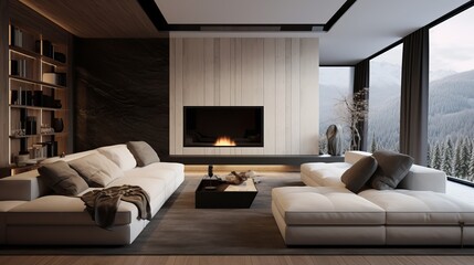 The interior design of a modern living room