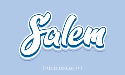 Salem text effect vector. Editable 3d college t-shirt design printable text effect vector	