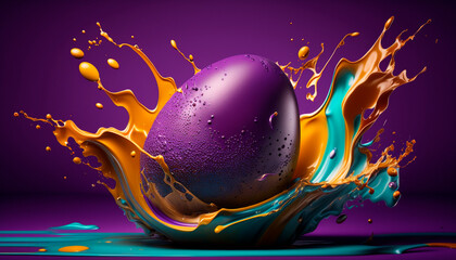 Easter egg splash of colors. Generative AI,