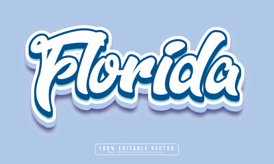 Florida text effect vector. Editable 3d college t-shirt design printable text effect vector	