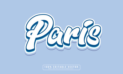 Paris text effect vector. Editable 3d college t-shirt design printable text effect vector	