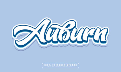 Auburn text effect vector. Editable 3d college t-shirt design printable text effect vector	