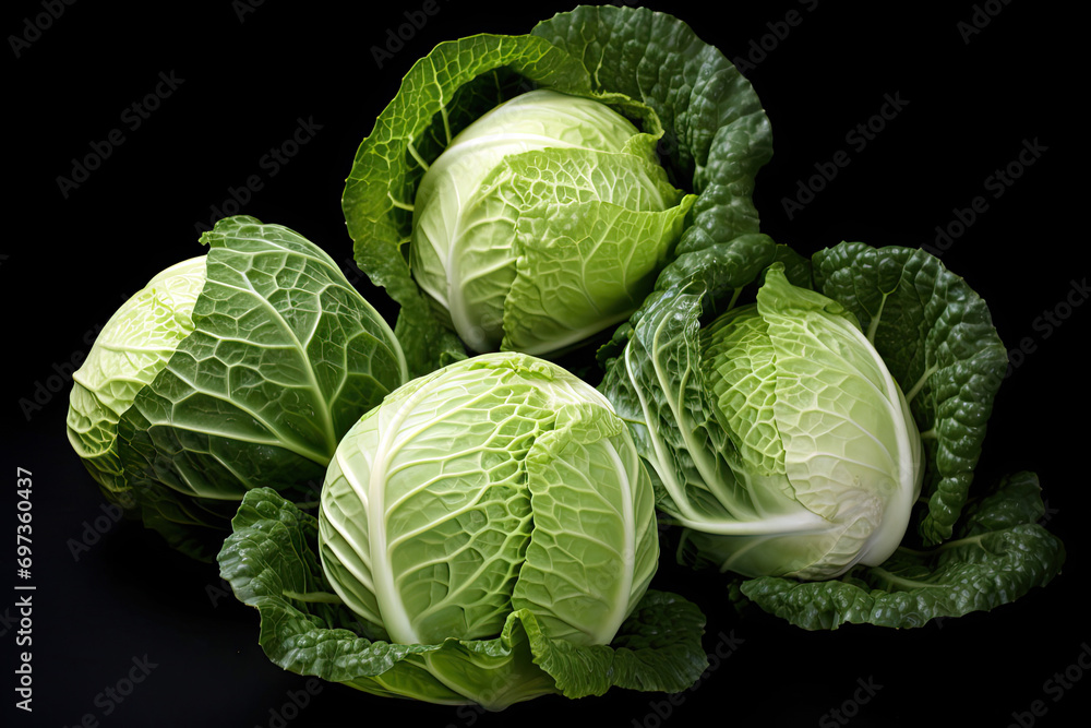 Poster cabbage isolated on black background