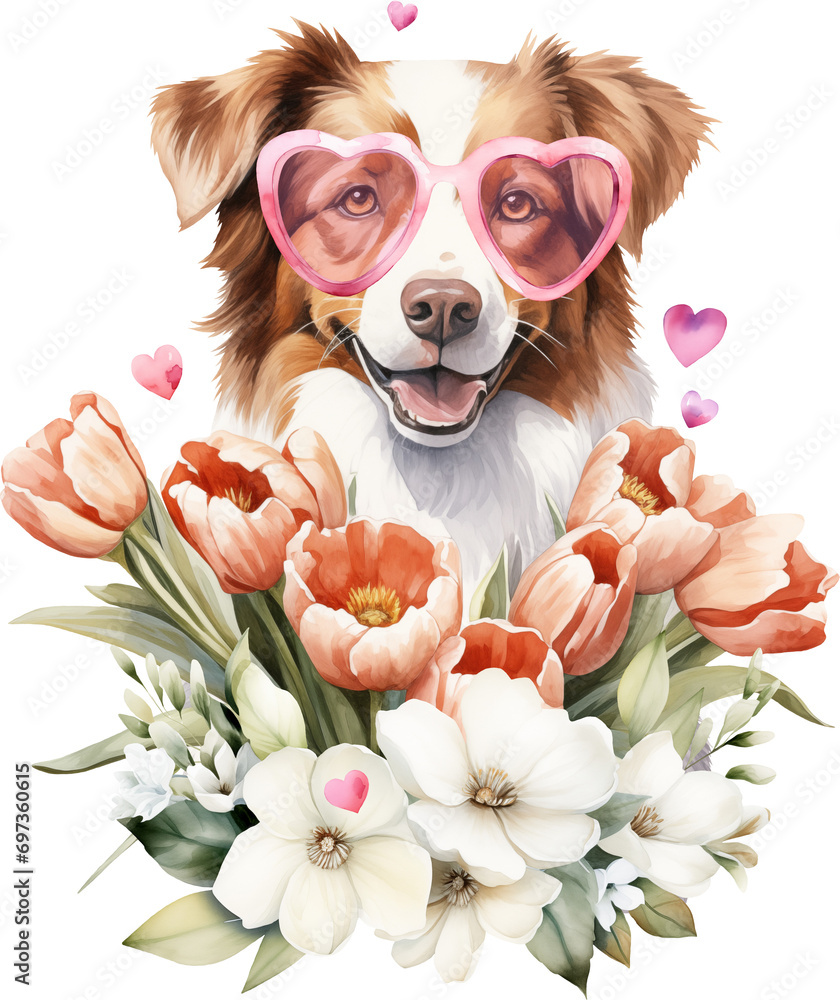 Poster Valentine aussie illustration created with Generative AI technology
