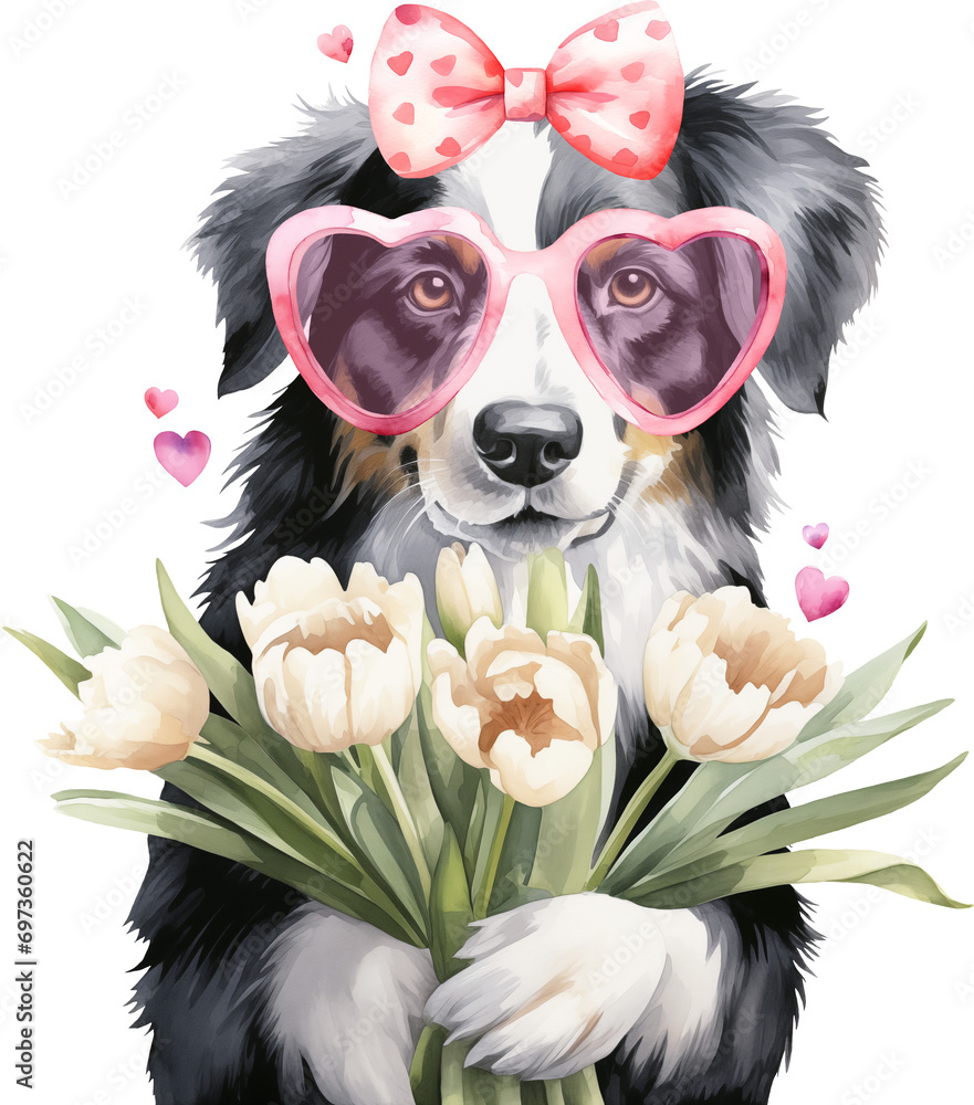 Poster Valentine aussie illustration created with Generative AI technology