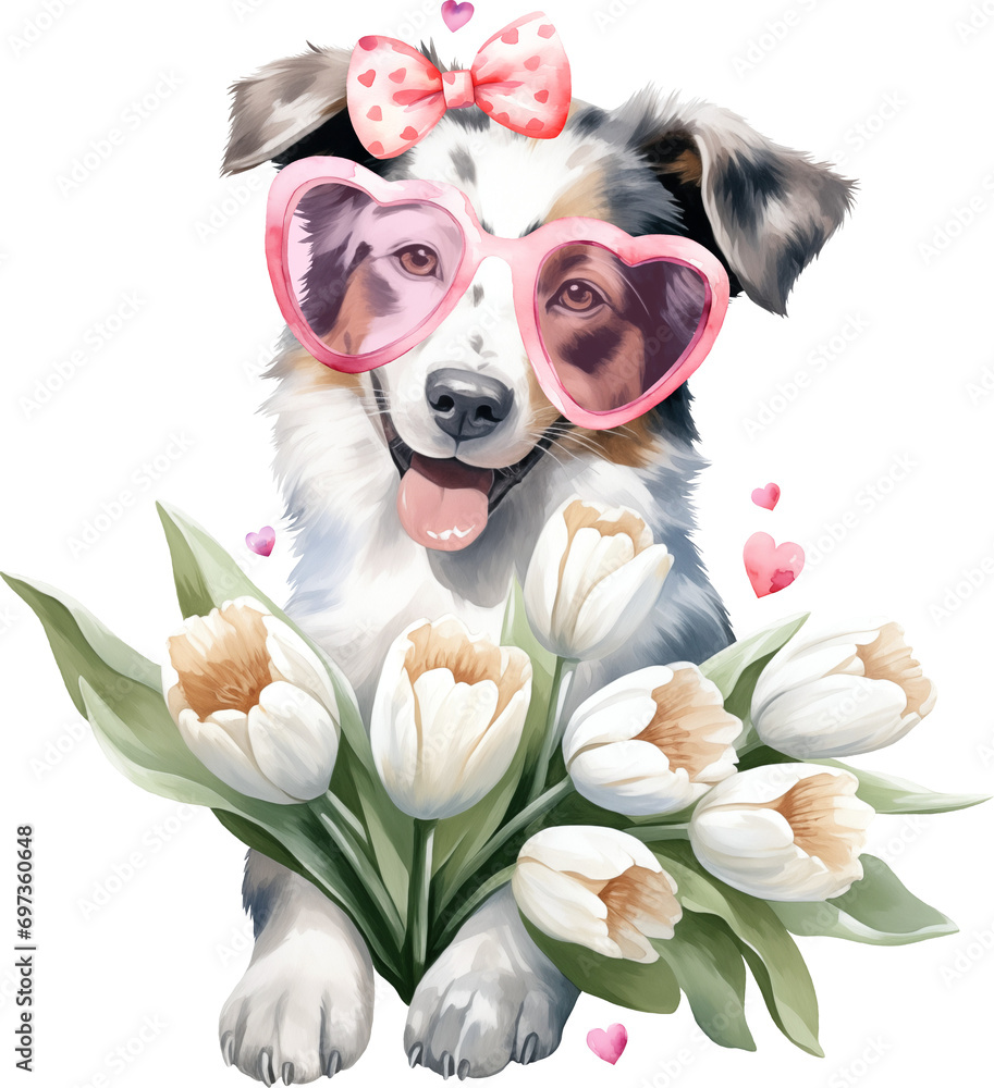 Aufkleber Valentine aussie illustration created with Generative AI technology