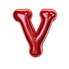 Red metallic Y alphabet balloon Realistic 3D on white background. Generative AI