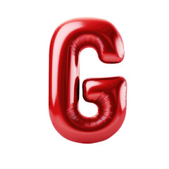 Red metallic G alphabet balloon Realistic 3D on white background. Generative AI