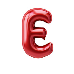 Fototapeta premium Red metallic E alphabet balloon Realistic 3D on white background. Generative AI
